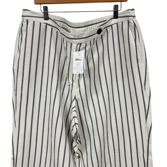J.Jill Linen Pants Womens Plus Size White Blue Striped Straight Leg Size 20 NEW - Picture 3 of 12